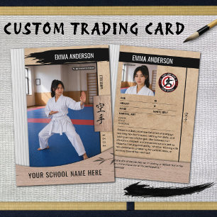 Rustic Karate White Belt Wood Trading Card