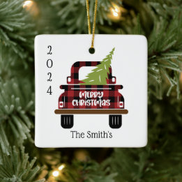 Rustic Keepsake Christmas Ceramic Ornament