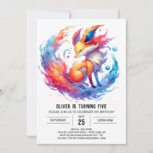 Rustic Kids Fox Birthday Invitation
