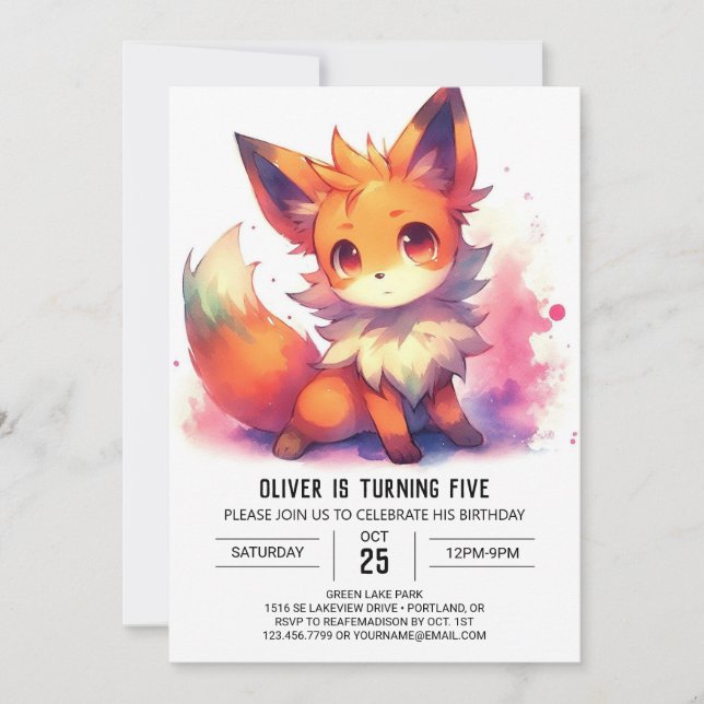 Rustic Kids Fox Birthday Invitation (Front)