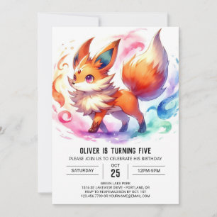 Rustic Kids Fox Birthday Invitation