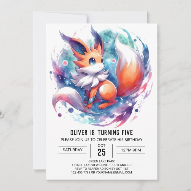  Rustic Kids Fox Birthday Invitation (Front)