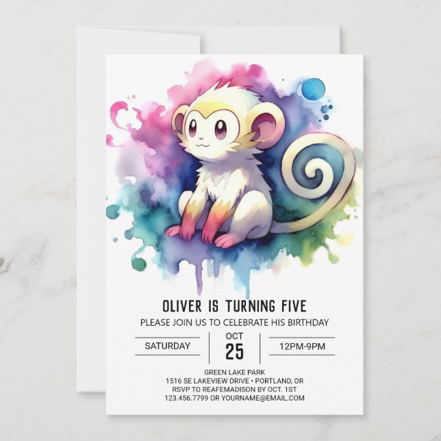 Rustic Kids Monkey Birthday Invitation (Front)