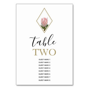 Rustic King Protea Wedding Guest Names Table Number