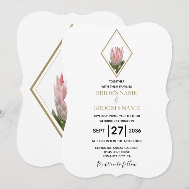 Rustic King Protea Wedding Invitations (Front/Back)