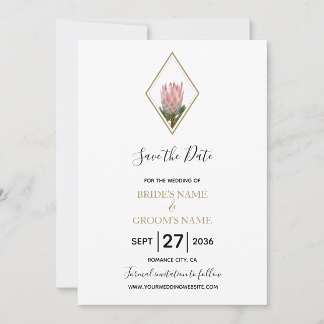 Rustic King Protea Wedding Save The Date (Front)