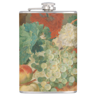 Rustic Kitchen Art Vintage Fruit Flower Print Hip Flask