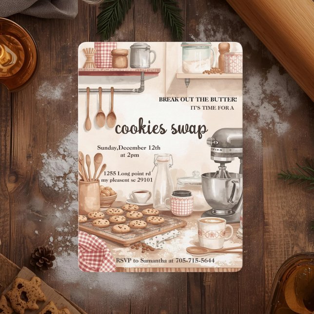 “Rustic Kitchen Cookie Swap  Invitation (Creator Uploaded)