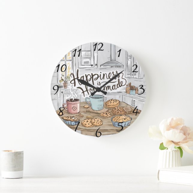  Rustic Kitchen Fresh Cookies Heartwarming Message Large Clock (Home)