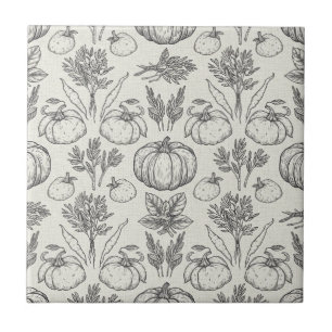 Rustic Kitchen Herbs & Veggies Pattern Ceramic Tile