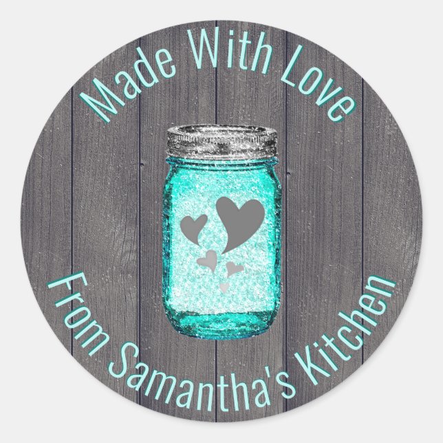 Rustic Kitchen Label Mason Jar Made With Love From (Front)