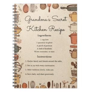 Rustic Kitchen Recipe Card Design Notebook