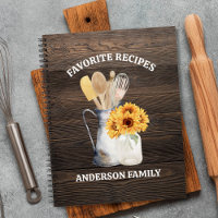 Rustic Kitchen Utensil Sunflower Brown Wood Recipe