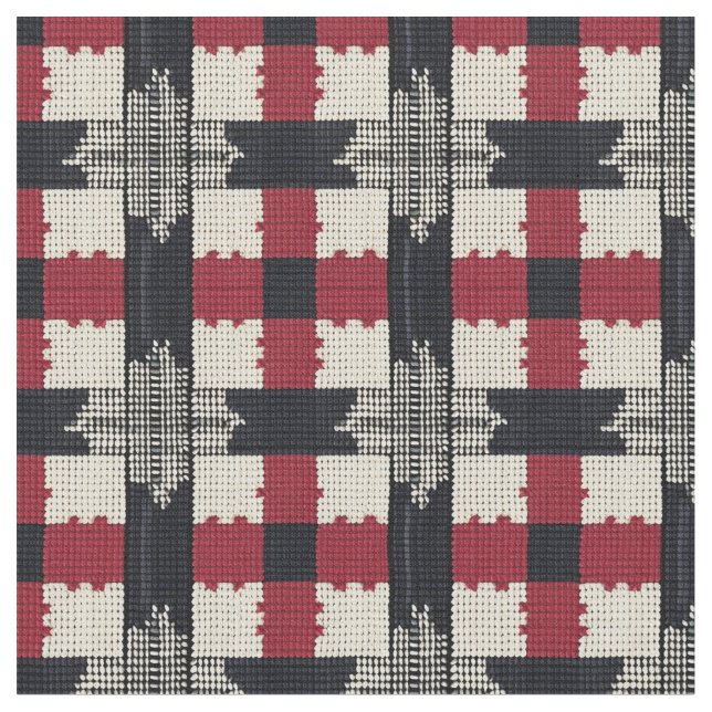 Rustic Knit Snowflake Plaid - Cosy Winter Boho Fabric (Close Up)