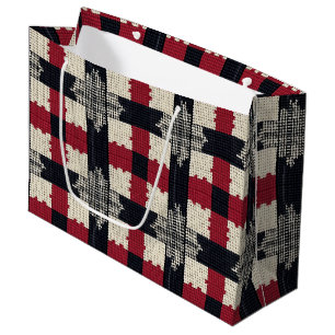 Rustic Knit Snowflake Plaid - Cosy Winter Boho Large Gift Bag