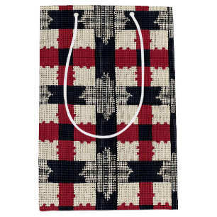 Rustic Knit Snowflake Plaid - Cosy Winter Boho Medium Gift Bag
