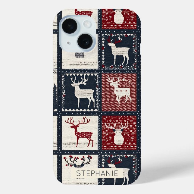 Rustic Knitted Patchwork Pattern | Nordic Case-Mate iPhone Case (Back)