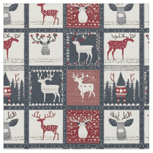 Rustic Knitted Patchwork Pattern Nordic Fabric