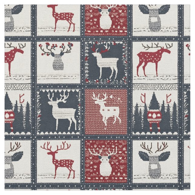 Rustic Knitted Patchwork Pattern | Nordic Fabric (Close Up)