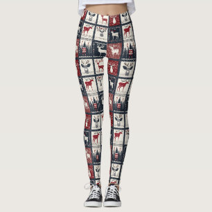 Rustic Knitted Patchwork Pattern Nordic Leggings