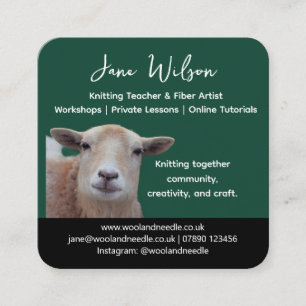 Rustic Knitting Teacher Business Card   Wool Yarn 