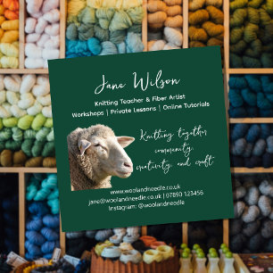 Rustic Knitting Teacher Business Card   Wool Yarn 