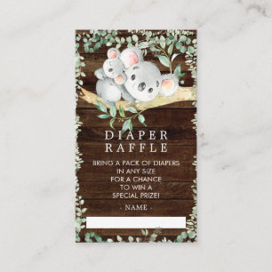 Rustic Koala Bear Baby Shower Diaper Raffle Ticket Enclosure Card