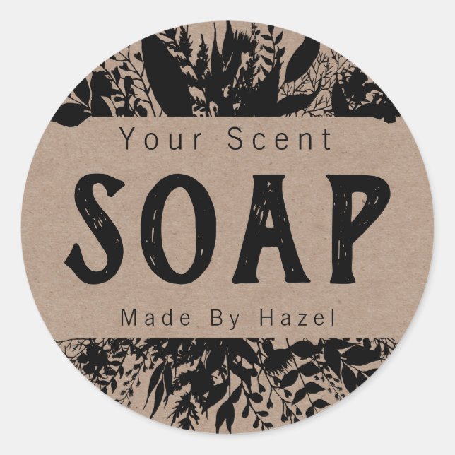 Rustic Kraft And Black Soap Labels (Front)