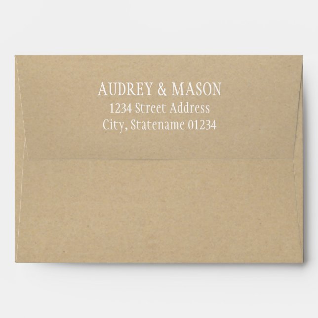 Rustic Kraft and White Wedding Return Address Envelopes (Back (Top Flap))