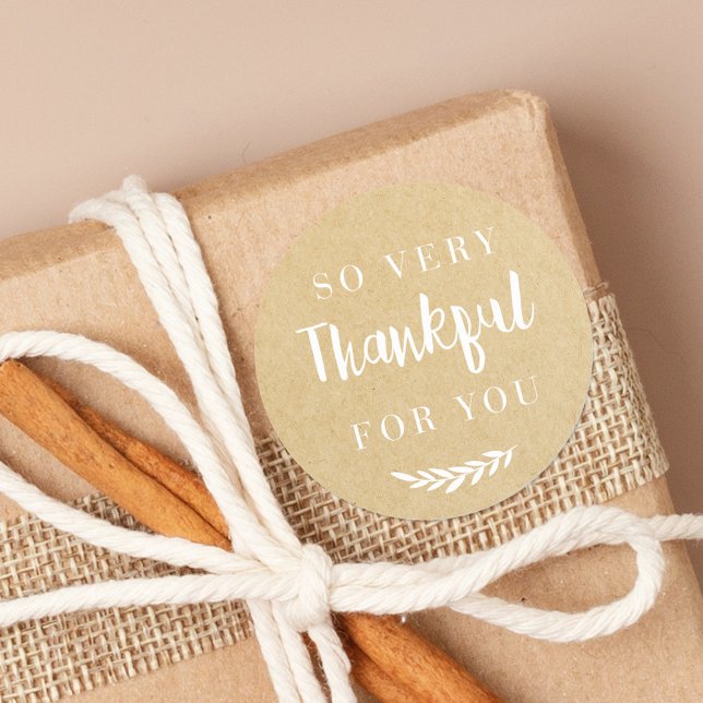 Rustic Kraft Autumn Fall Thanksgiving Gift Classic Round Sticker (Creator Uploaded)