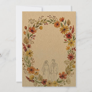 Rustic Kraft Autumn Wildflowers Wedding Invitation
