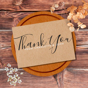 Rustic Kraft Baby Shower Signature Script Thank You Card