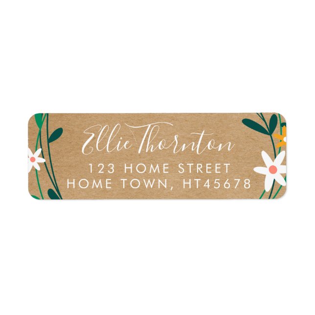 Rustic Kraft Background Script Name Return Address Label (Front)