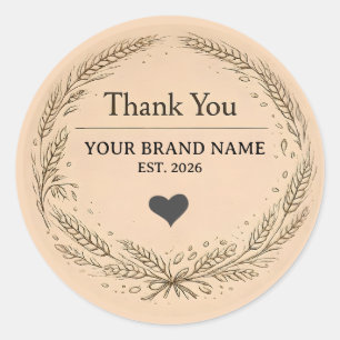 Rustic Kraft Bakery Business Business Thank You Classic Round Sticker