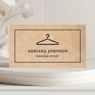 Rustic Kraft Black Clothes Hanger Fashion Stylist Business Card