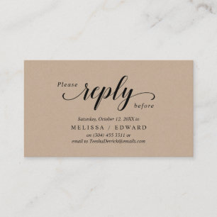Rustic Kraft, Black Script, RSVP respond Enclosure Card