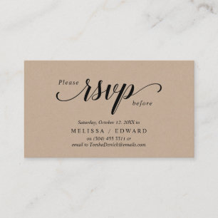 Rustic Kraft, Black Script, RSVP respond Enclosure Card