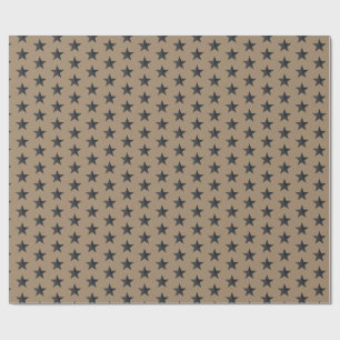 Rustic Kraft Black Stars Wrapping Paper