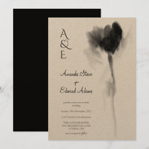 Rustic Kraft Black Tulip Floral Wedding Invitation