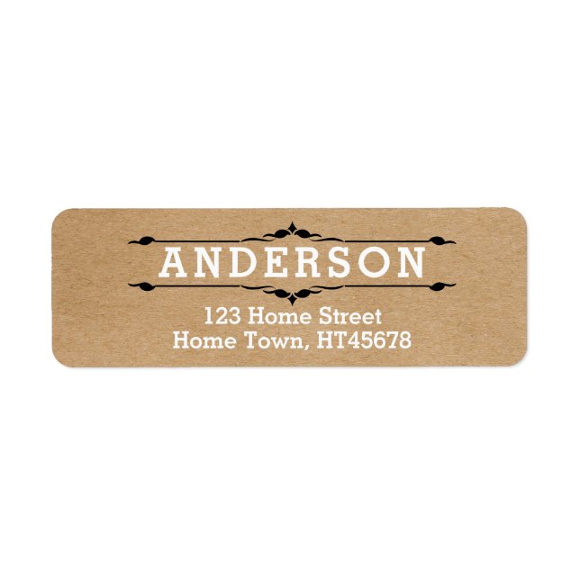 Rustic Kraft Block Letter Ornament Return Address Label (Front)