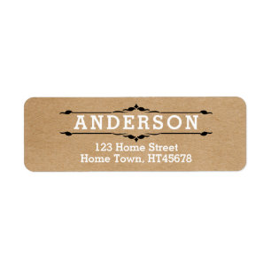 Rustic Kraft Block Letter Ornament Return Address Return Address Label
