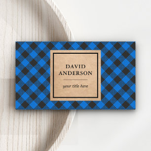 Rustic Kraft Blue Buffalo Plaid Lumberjack Business Card
