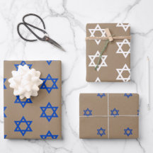 Rustic Kraft Blue & White Star Of David