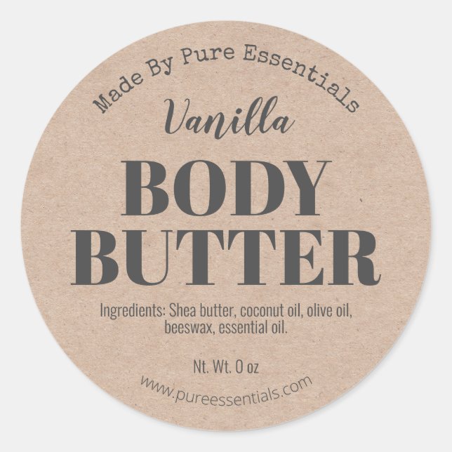Rustic Kraft Body Butter Labels (Front)