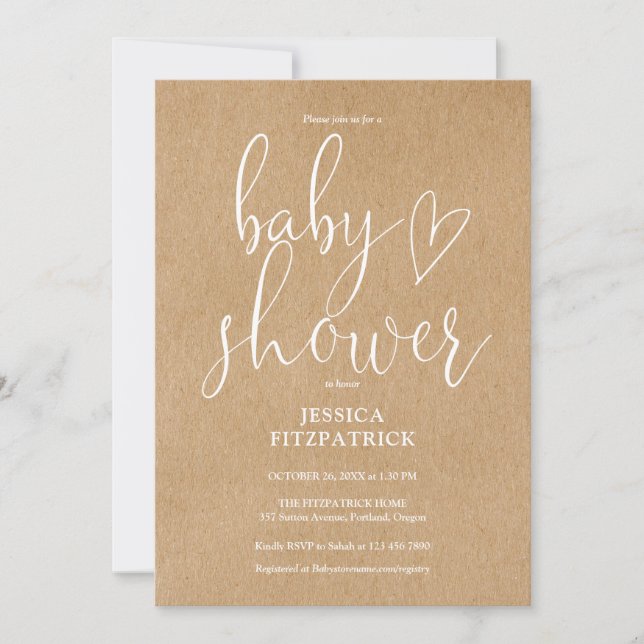 Rustic Kraft Boho Gender Neutral Baby Shower Invitation (Front)