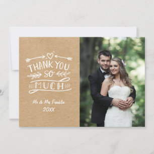 Rustic Kraft Boho Wedding Photo Thank You So Much