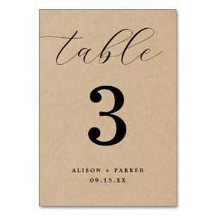 Rustic Kraft Bold Typography Wedding Table Number