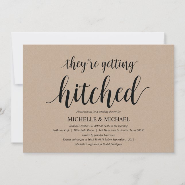 Rustic Kraft Bridal shower brunch Invites (Front)