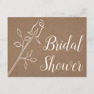 Rustic Kraft Bridal Shower Country Rose Wedding Invitation Postcard