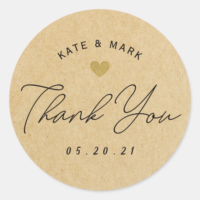 Rustic Kraft Bridal Shower Wedding Favour Classic Round Sticker (Front)